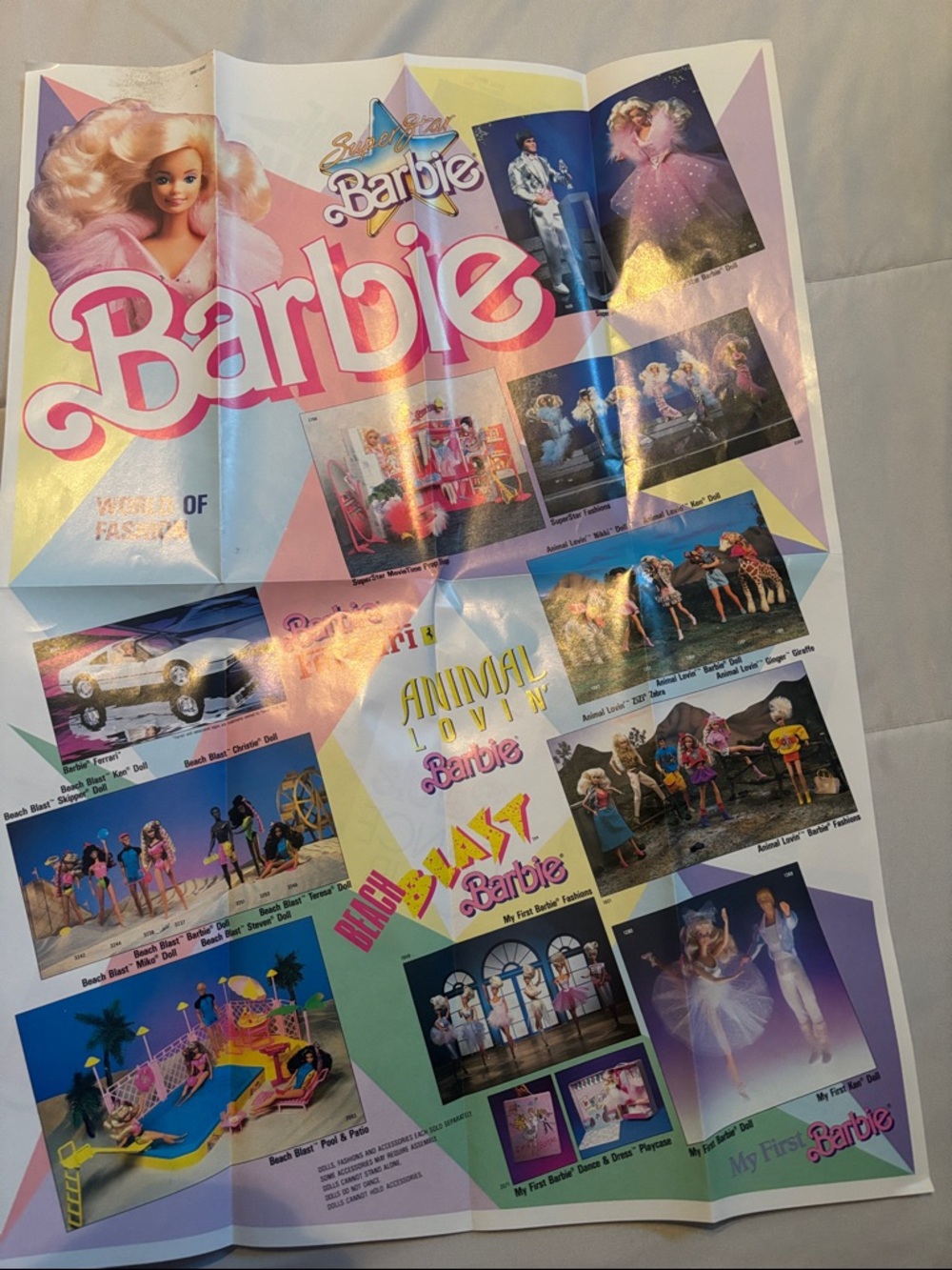 Barbie Multi-Scene Promotional Poster - Pink, Purple, Blue 1988
